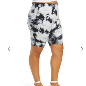 BP. High Waist Bike Shorts In Black- White Tie Dye